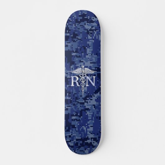 Geregistreerd zuster RN Silver Caduceus op Navy Ca Skateboard (Voorkant)