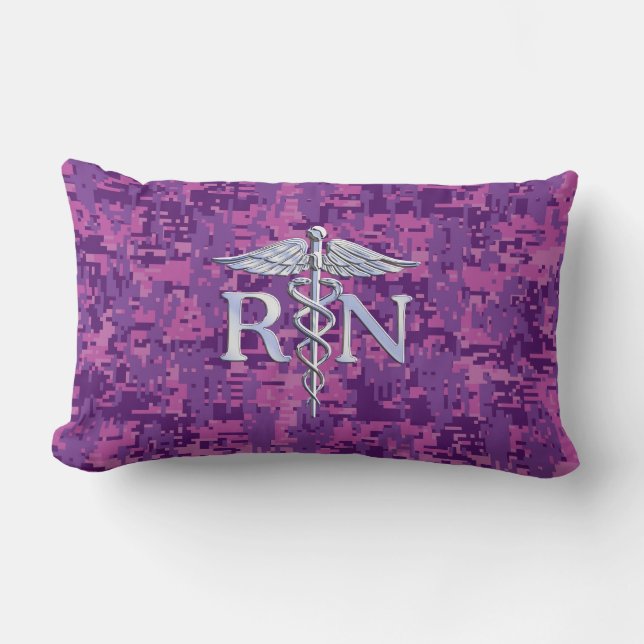 Geregistreerd zuster RN Silver Caduceus op Roze Ca Kussen (Voorkant)