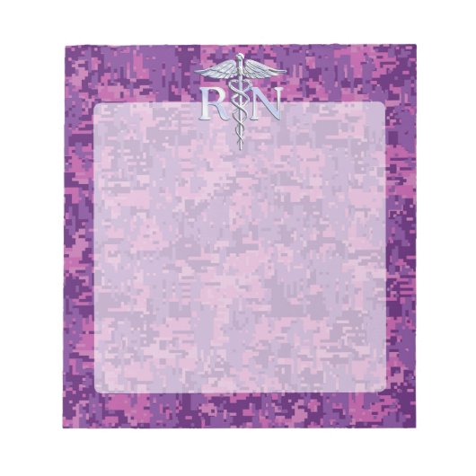 Geregistreerd zuster RN Silver Caduceus op Roze Ca Notitieblok (Voorkant)