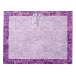 Geregistreerd zuster RN Silver Caduceus op Roze Ca Notitieblok