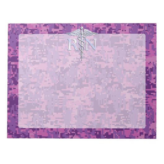 Geregistreerd zuster RN Silver Caduceus op Roze Ca Notitieblok (Voorkant)