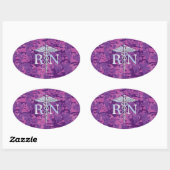 Geregistreerd zuster RN Silver Caduceus op Roze Ca Ovale Sticker (Vel)