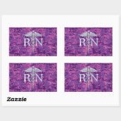 Geregistreerd zuster RN Silver Caduceus op Roze Ca Rechthoekige Sticker (Vel)