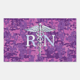 Geregistreerd zuster RN Silver Caduceus op Roze Ca Rechthoekige Sticker