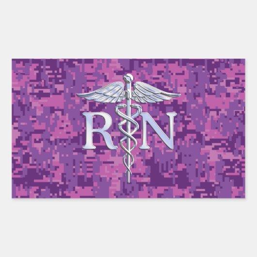 Geregistreerd zuster RN Silver Caduceus op Roze Ca Rechthoekige Sticker (Voorkant)
