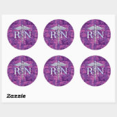 Geregistreerd zuster RN Silver Caduceus op Roze Ca Ronde Sticker (Vel)
