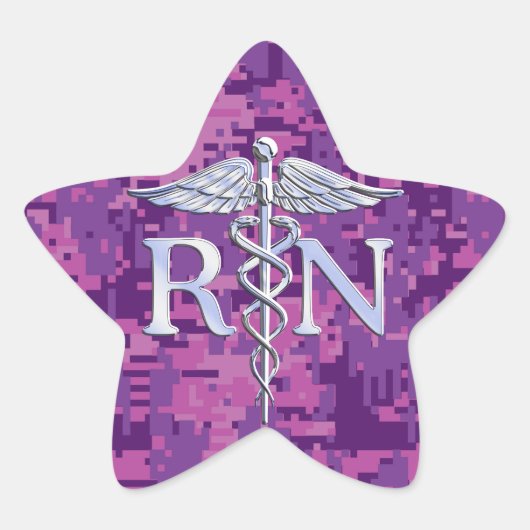 Geregistreerd zuster RN Silver Caduceus op Roze Ca Ster Sticker (Voorkant)