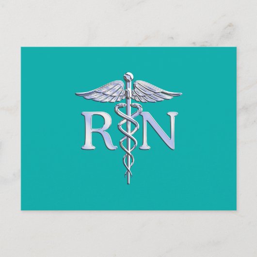 Geregistreerd zuster RN Silver Caduceus op Turquoi Briefkaart (Voorkant)