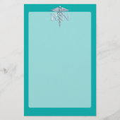 Geregistreerd zuster RN Silver Caduceus op Turquoi Briefpapier (Voorkant)