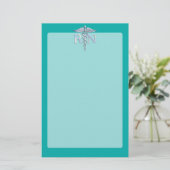 Geregistreerd zuster RN Silver Caduceus op Turquoi Briefpapier (Staand voorkant)