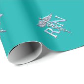 Geregistreerd zuster RN Silver Caduceus op Turquoi Cadeaupapier (Rol Hoek)
