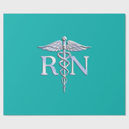 Geregistreerd zuster RN Silver Caduceus op Turquoi Cadeaupapier (Vlak)