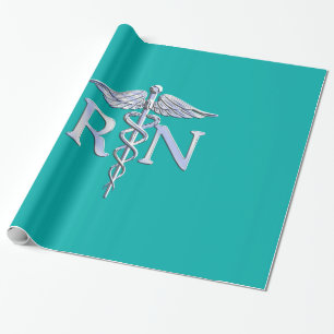 Geregistreerd zuster RN Silver Caduceus op Turquoi Cadeaupapier