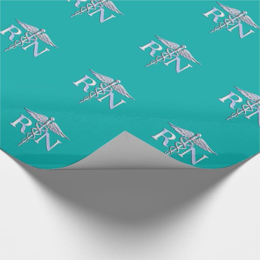 Geregistreerd zuster RN Silver Caduceus op Turquoi Cadeaupapier (Hoek)