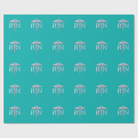 Geregistreerd zuster RN Silver Caduceus op Turquoi Cadeaupapier (Vlak)