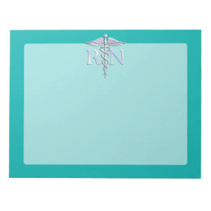 Geregistreerd zuster RN Silver Caduceus op Turquoi Notitieblok