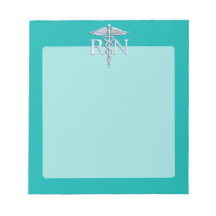 Geregistreerd zuster RN Silver Caduceus op Turquoi Notitieblok