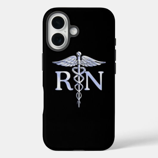 Geregistreerd zuster RN Silver Caduceus op zwart Case-Mate iPhone Case (Achterkant)