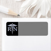 Geregistreerd zuster RN Silver Caduceus op zwart Etiket (Insitu)