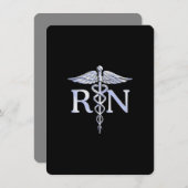 Geregistreerd zuster RN Silver Caduceus op zwart Informatiekaartje (Voorkant / Achterkant)