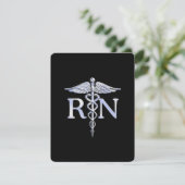 Geregistreerd zuster RN Silver Caduceus op zwart Informatiekaartje (Staand voorkant)