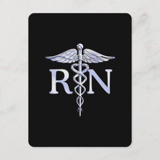 Geregistreerd zuster RN Silver Caduceus op zwart Informatiekaartje (Voorkant)