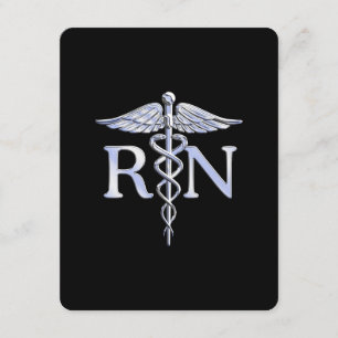 Geregistreerd zuster RN Silver Caduceus op zwart Informatiekaartje