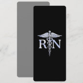 Geregistreerd zuster RN Silver Caduceus op zwart Kaart (Voorkant / Achterkant)