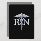 Geregistreerd zuster RN Silver Caduceus op zwart Kaart (Voorkant / Achterkant)