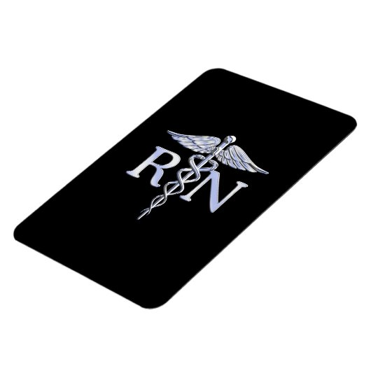 Geregistreerd zuster RN Silver Caduceus op zwart Magneet (Linkerzijde)