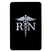 Geregistreerd zuster RN Silver Caduceus op zwart Magneet (Verticaal)