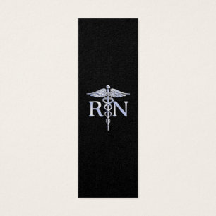Geregistreerd zuster RN Silver Caduceus op zwart Mini Visitekaartjes