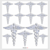 Geregistreerd zuster RN Silver Caduceus Sticker (Vel)