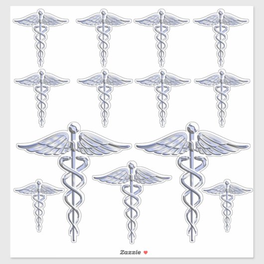 Geregistreerd zuster RN Silver Caduceus Sticker (Vel)