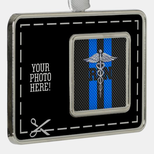 Geregistreerd zuster RN Silver Caduceus Verzilverd Omlijst Ornament (Rechts)