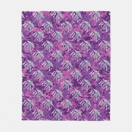 Geregistreerd zuster Silver Caduceus Roze Camoufla Fleece Deken (Voorkant)