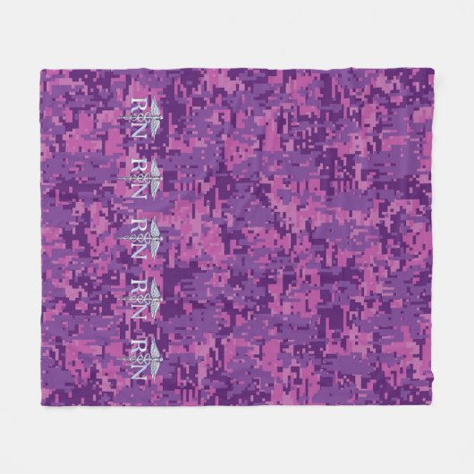 Geregistreerd zuster Silver Caduceus Roze Camoufla Fleece Deken (Voorkant (Horizontaal))
