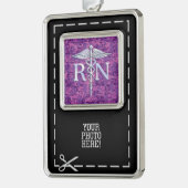 Geregistreerd zuster Silver Caduceus Roze Camoufla Verzilverd Omlijst Ornament (Links)