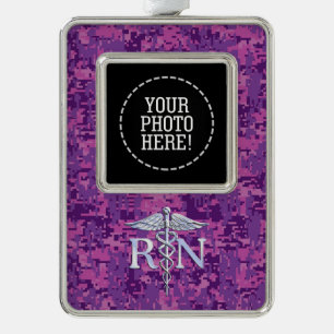 Geregistreerd zuster Silver Caduceus Roze Camoufla Verzilverd Omlijst Ornament