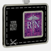 Geregistreerd zuster Silver Caduceus Roze Camoufla Verzilverd Omlijst Ornament (Rechts)