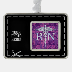 Geregistreerd zuster Silver Caduceus Roze Camoufla Verzilverd Omlijst Ornament