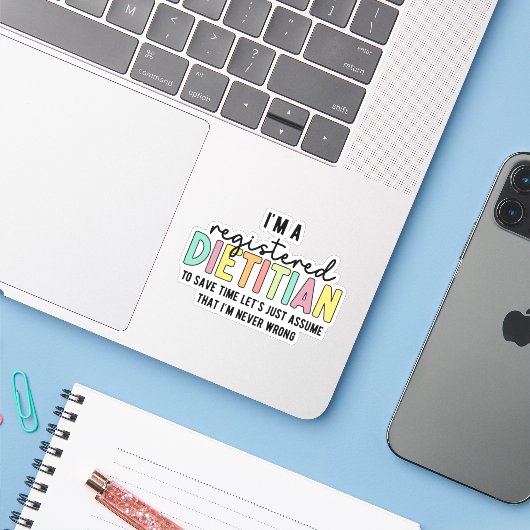 Geregistreerde Dietitititititiaanse RD heeft geen  Sticker (Laptop met iPhone)