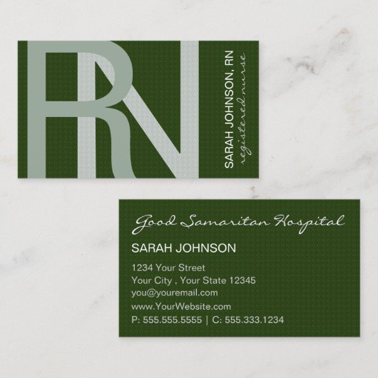 Geregistreerde getextureerde tekst van de verpleeg visitekaartje (Voorkant / Achterkant)