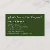 Geregistreerde getextureerde tekst van de verpleeg visitekaartje (Achterkant)