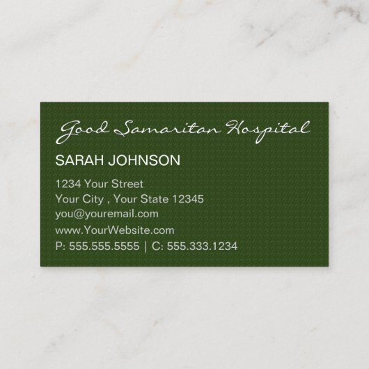 Geregistreerde getextureerde tekst van de verpleeg visitekaartje (Achterkant)