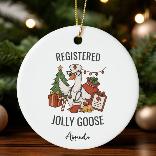 Geregistreerde Jolly Goose Custom Nurse Kerstmis Keramisch Ornament