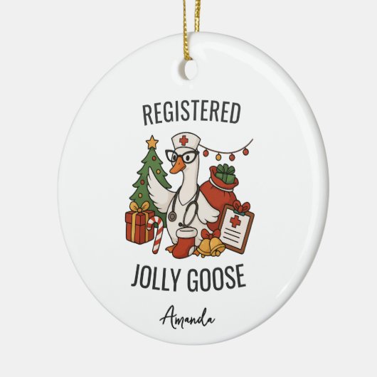 Geregistreerde Jolly Goose Custom Nurse Kerstmis Keramisch Ornament (Links)