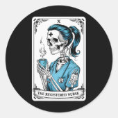 Geregistreerde Nurse Tarot Kaart Skeleton Nurse Ha Ronde Sticker (Voorkant)