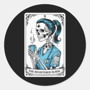 Geregistreerde Nurse Tarot Kaart Skeleton Nurse Ha Ronde Sticker