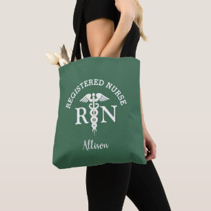 Geregistreerde Olive Green White Script-naam Tote Bag